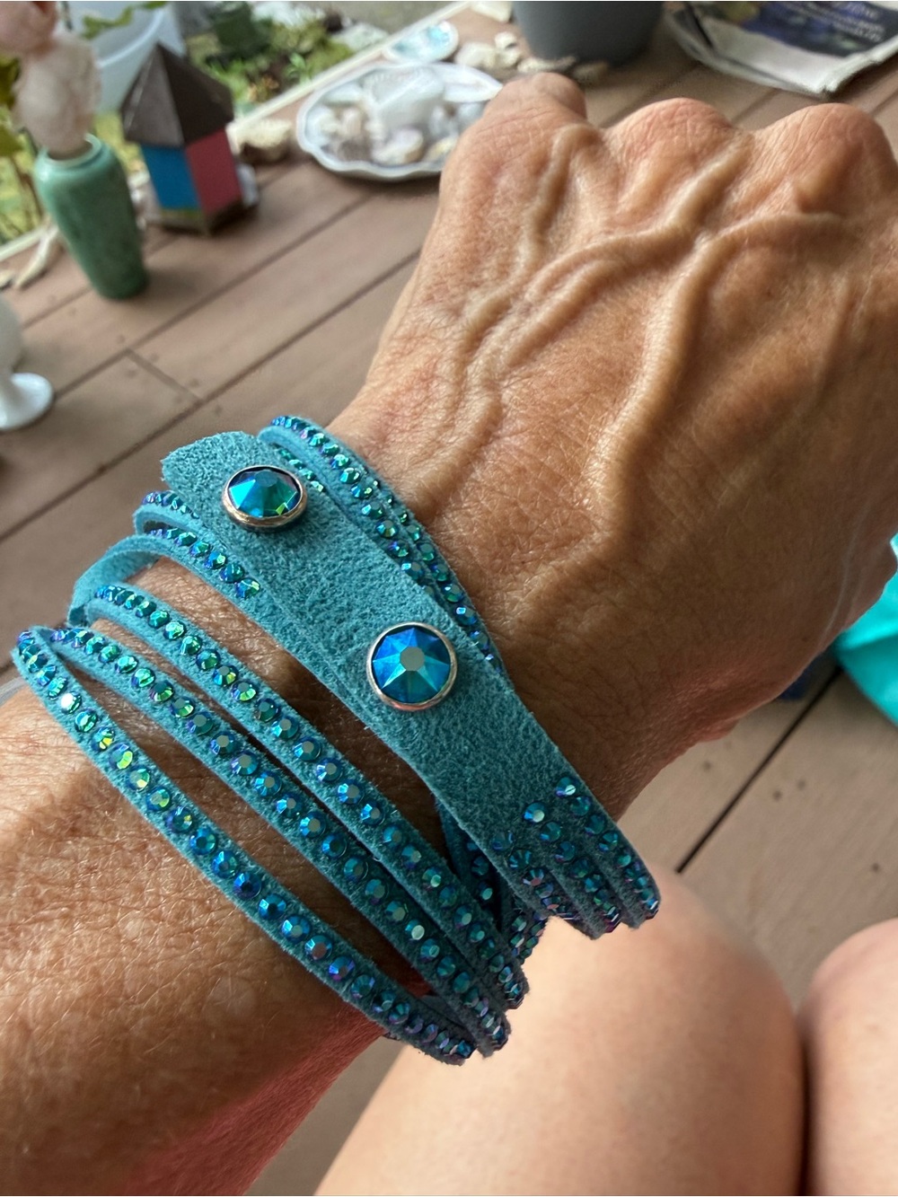Touchstone by Swarovski Crystal Soft Italian leather
Hand placed crystals
